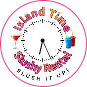 Island Time Slushy Rental logo with drinks.
